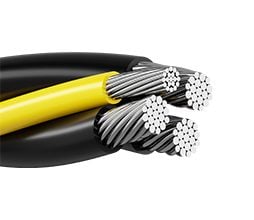 ALU URD-DYKE-CR (CUTTING REEL PRICE PER FOOT) [4 WIRE] QUADRUPLEX (3- #2 BLACK) (1- #4 YELLOW GROUND) ALUMINUM URD DYKE STR BLACK & YELLOW 1000' REEL *8000 SERIES*